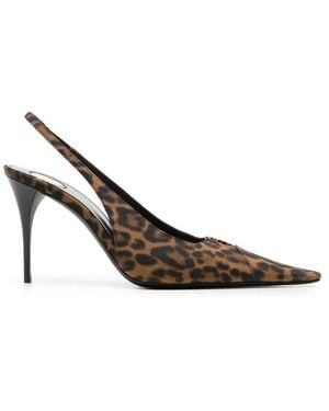Saint Laurent Leopard-Print Slingback Court Shoes - Multicolour