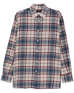 Willy Chavarria Check-Pattern Button-Down Shirt - Blue