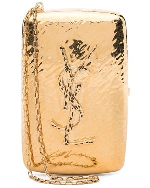 Saint Laurent Hammered-Logo Cigarette Case - Metallic