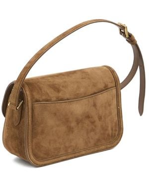 Saint Laurent Cassandre Suede Shoulder Bag - Brown