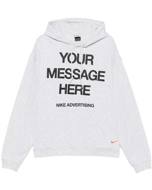 Nike Slogan-Print Drawstring Hoodie - White