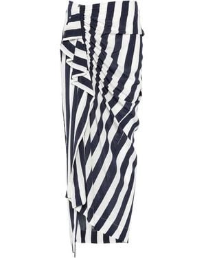 Bondi Born Orta Silk Striped Ruffled Midi Skirt - Black