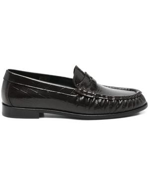 Poeve Croc-Effect Leather Loafers - Black