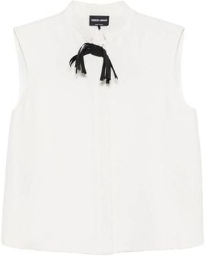 Giorgio Armani Bow-Detail Sleeveless Shirt - White
