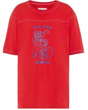 Maison Margiela Graphic-Print Crew-Neck T-Shirt - Red