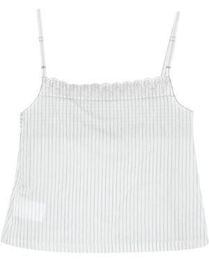 Low Classic Striped Lace Top - White