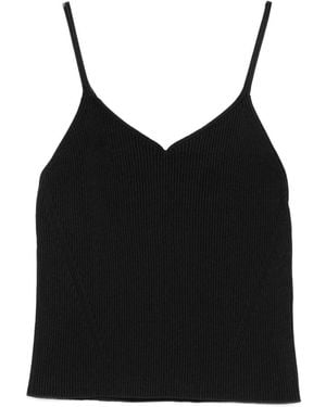 CFCL Ribbed V-Neck Top - Black