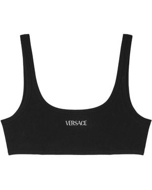 Versace Ribbed Cotton Top - Black