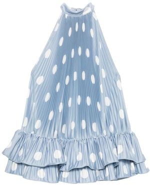 L'idée Soleil Polka-Dot Pleated Mini Dress - Blue
