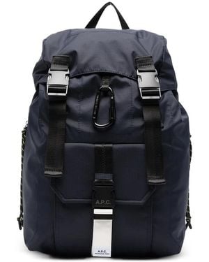 A.P.C. A. P.C.-Style Nylon Mini Utility Bag With Double Buckle Closure And Rope Drawstrings 45 X 30 X 14 Cm - Blue