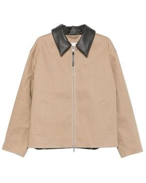 Mackintosh Birgham Leather-Collar Zip-Up Jacket - Natural