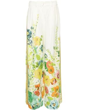 ALÉMAIS Constance Floral Wide Trousers - White