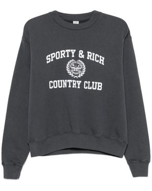 Sporty & Rich Logo-Print Jumper - Grey