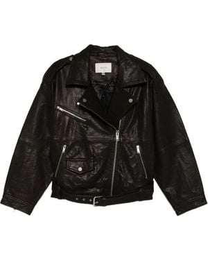 Gestuz Belted Leather Jacket - Black