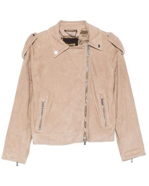 Moorer Loette Zip-Fastening Leather Jacket - Natural
