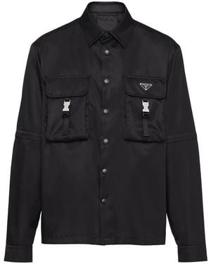 Prada Re-Nylon Triangle-Logo Shirt - Black