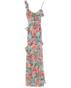 Siedres Floral-Print Ruffled Dress - White