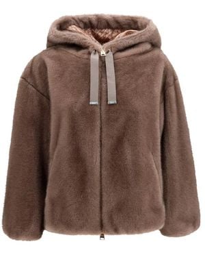 Herno Faux-Fur Hooded Jacket - Brown