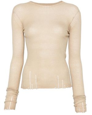 Uma Wang Sweater Ribbed Wool - Natural