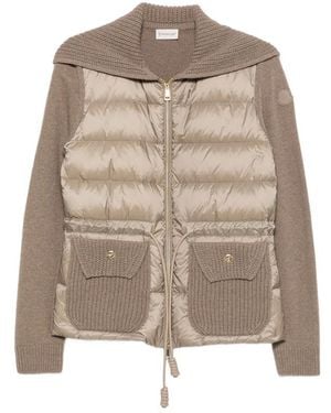 Moncler Quilted Drawstring-Waist Cardigan - Natural