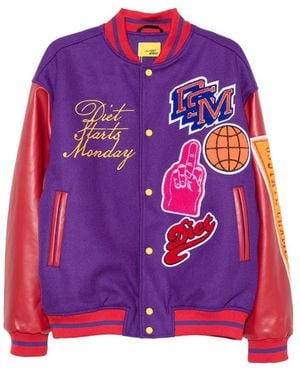 DIET STARTS MONDAY Patch-Detail Bomber Jacket - Purple