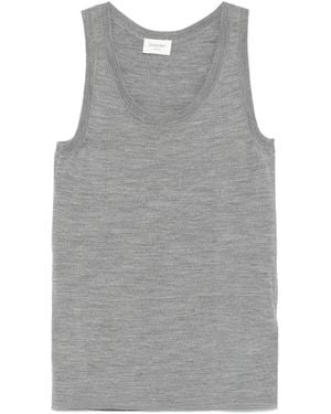 Saint Laurent Ribbed Tank Top - Grey