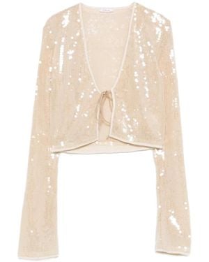 Oséree Nude Sequin Embellished Shirt - Natural