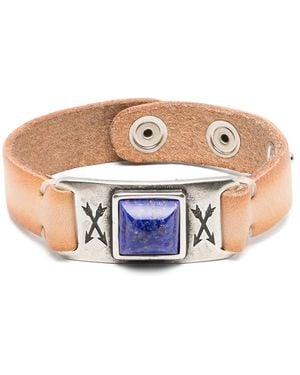 Eraldo Lapis-Lazuli-Embellished Leather Bracelet - Pink