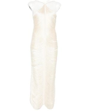 Bless Jade Fringed Halterneck Dress - White