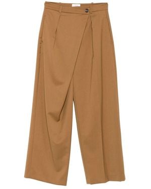 Tela Pleated Wrap Pants - Brown
