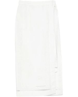 Tela Embroidered Midi Skirt - White