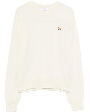 Maison Kitsuné Fox Embroidered Jumper - White