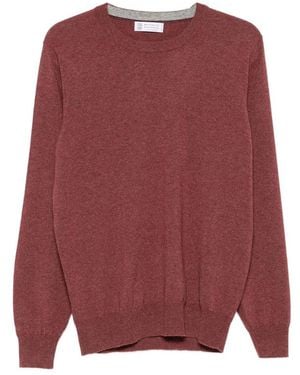 Brunello Cucinelli Crew-Neck Long-Sleeve Sweater - Red