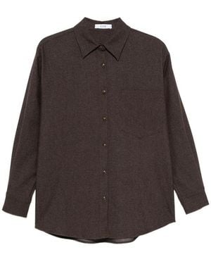 ELEH Chest-Pocket Button-Up Shirt - Brown