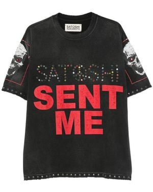 Satoshi Nakamoto Stud-Embellished Skull-Print T-Shirt - Black