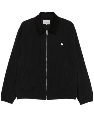 Carhartt Madison Logo-Embroidered Corduroy-Collar Zip-Up Ripstop Cotton Jacket - Black