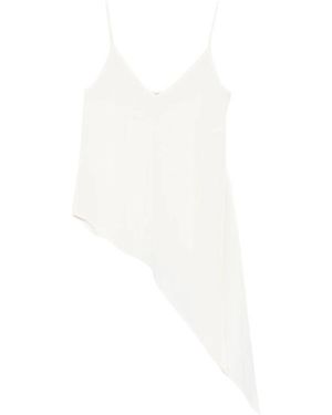 Covert Asymmetric-Hem V-Neck Top - White