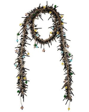 Dries Van Noten Bead-Embellished Long Necklace - Black