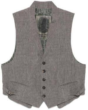 Ziggy Chen Check-Pattern Waistcoat - Grey