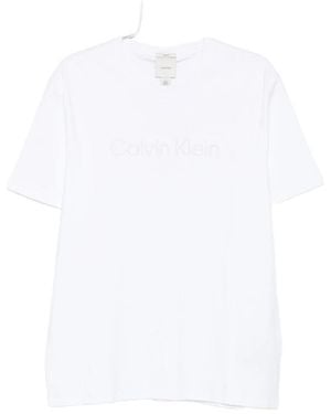 Calvin Klein Logo-Embroidered T-Shirt - White
