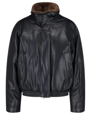 Low Classic High-Neck Faux-Leather Jacket - Black