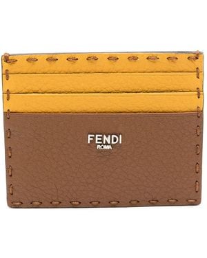 Fendi Stitched Bicolour Cardholder - Orange