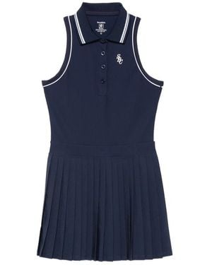 Sporty & Rich Pleated Sleeveless Mini Dress - Blue