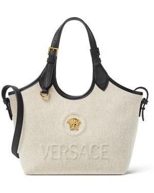 Versace La Medusa Canvas Mini Tote - Natural