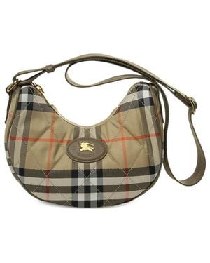 Burberry Horseshoe Quilted Check Crossbody Bag - Metallic