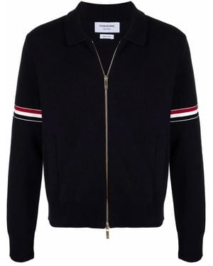 Thom Browne Rwb Stripe Detailed Cardigan - Blue