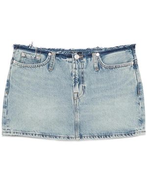 7 For All Mankind Cherry Raw-Hem Mini Skirt - Blue