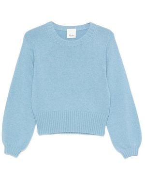 Allude Ribbed-Knit Crew Neck Sweater - Blue