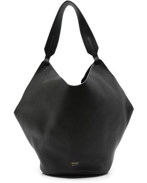 KHAITE Medium Lotus Leather Tote Bag - Black