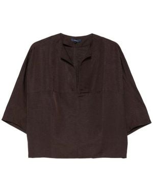 Soeur Ilona V-Neck Short-Sleeve Blouse - Brown